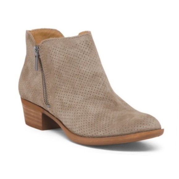 Lucky Brand Shoes - Lucky Brand Bayley 2 Perforated Tan / Taupe Suede Booties